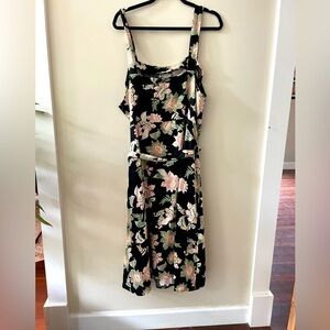 WHO WHAT WEAR Belted Floral Midi Dress Size 2X
